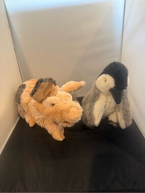 Folkmanis Hand Puppet Set of Two Pig and Penguin Stuffed Animal Medium Sized